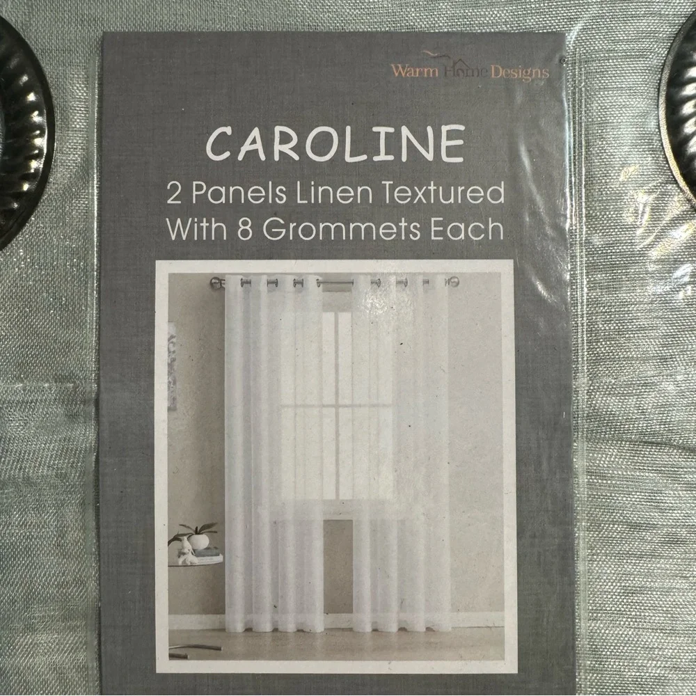 Caroline Silver 2 panels Lines textured with 8 grommets each